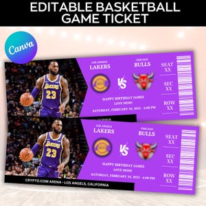 Billets de basket-ball personnalisés, Billets NBA, Billet surprise de basket-ball, Modèle de billet de basket-ball, Billet cadeau de basket-ball, Billets de sport
