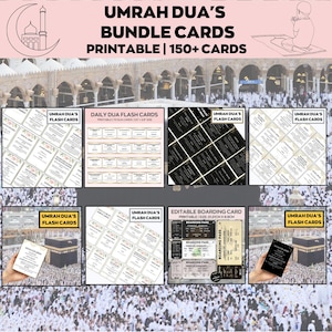 Mais de 150 cartões Umrah Dua para impressão, cartões Umrah Mubarak, Hajj Flashcard, Dua islâmico, cartões de lembrete Dua, guia Hajj, livro Umrah, Duas para Hajj