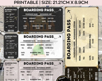 Hajj Boarding Pass,Editable Hajj plane ticket,Makkah Umrah Gift ,Madinah,Mecca Travel,Memrobila Gift,Couple Gift