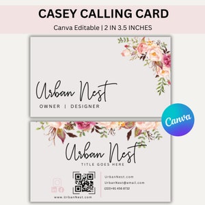 Sjabloon voor visitekaartjes QR-code, sjabloon afdrukbaar visitekaartje, DIY-telefoonkaart, bewerkbare kaart, trending afdrukbaar visitekaartje