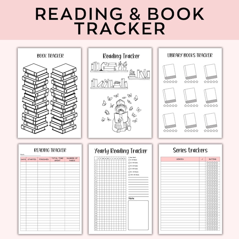 Book Reading Planner Bundle, Printable Planner, Reading Book Challenges ...