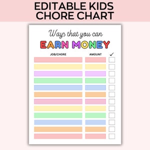 Tabella modificabile dei compiti e delle responsabilità dei bambini, programma giornaliero settimanale dei bambini, modi per guadagnare, tabella delle routine dei bambini, routine estiva