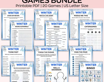 ウィンターゲームメガバンドル、ウィンターパーティーゲーム、ウィンタークラスルームパーティーゲーム、雪の日の室内ゲーム、オフィスゲーム