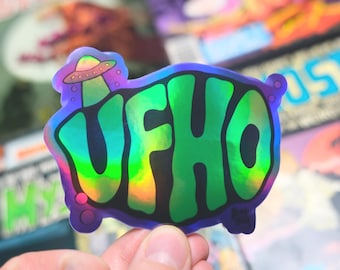 UFHO 空飛ぶ円盤 ホログラフィック 恋人 ステッカー