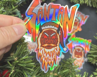 SANTAN - サンタサタン火ひげホリデーステッカーホログラフィック