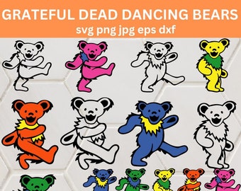 Dancing Bears SVG,Bears png, dxf, pdf, Dancing Bears Vector, Digital Download, Vector, Bear Dancing SVG, Grateful Dead SVG Bundle