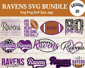 20 Ravens Svg Bundles, Ravens Png Bundle, Ravens Shirt Svg,Ravens Sports Team, Ravens SVG, Ravens Mascot Svg, Ravens School Team Svg