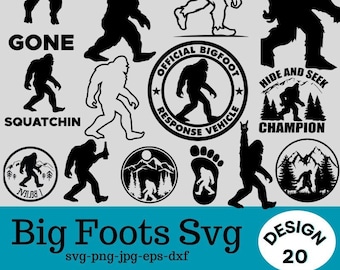 Bigfoot SVG Bundle: Sasquatch, Forest, Camping Designs (Digital Download)