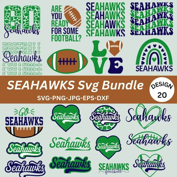 Bundle Seahawks Svg, Seahawks Png, Seahawks chemise Svg, téléchargement numérique instantané, dessins au format individuel Svg Png Eps Dxf Jpeg