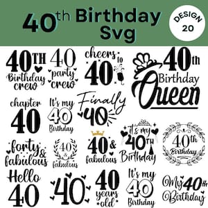 40° compleanno in formato Svg, regalo per il 40° compleanno, camicia per il 40° compleanno, buon compleanno in formato Svg, è il mio compleanno in formato Svg, squadra di compleanno in formato Svg, compleanno in formato Svg