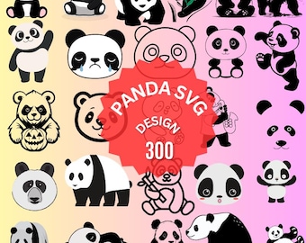 Panda SVG Clipart Bundle, Cricut Cut Files (300 Files)