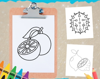 Fruit Coloring Pages for Kids, Printable Worksheet (Instant Download)