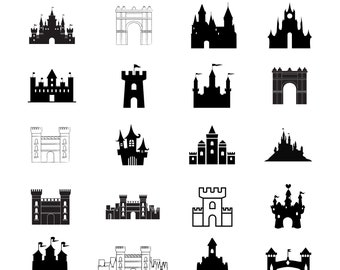 Castle SVG Bundle: Silhouette Clipart Vector (Digital Download)
