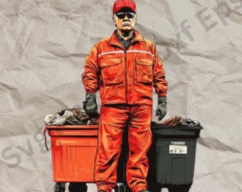 Funny Trump Garbage Collector PNG: Stay Trashy Digital Download