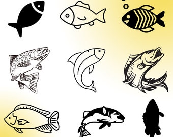Trout Fish SVG Bundle: Fisherman Clipart, Animal Silhouette (Digital Download)