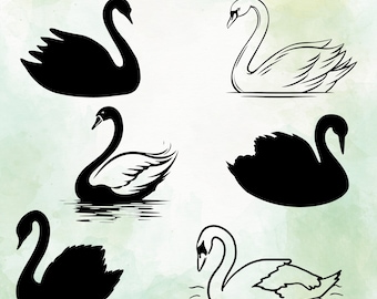 Swan Silhouette SVG: Animal Clipart, Vector Graphics (Digital Download)