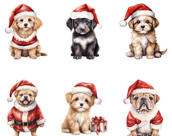 Christmas Dog SVG Clipart: Holiday Vector Graphics (Digital Download)