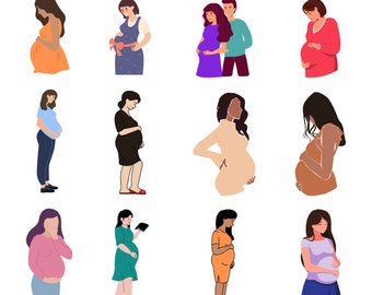 Paquete SVG de embarazo: silueta de mujer (descarga digital)