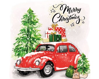 Merry Christmas SVG: Car with Gifts Clipart (Digital Download)