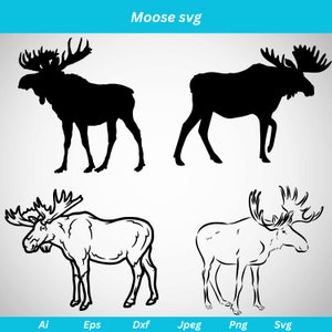 Moose Svg, Moose silhouette, Moose Clipart, Animal Svg, Moose head svg, Forest Svg, moose vector, moose cricut, moose cut file, moose png