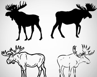 Moose Silhouette SVG: Animal Clipart, Forest Vector (Digital Download)