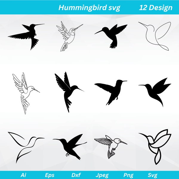 Hummingbird SVG, Bird Svg, Hummingbird Clipart, Hummingbird vector, flying bird, birds silhouette, cut file cricut, birds png