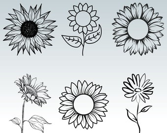 Sunflower Sketch SVG: Floral Bouquet Clipart (Digital Download)