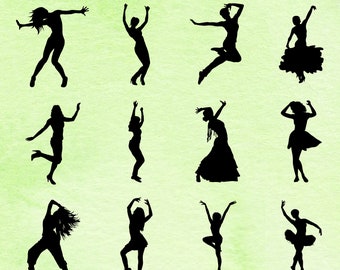 Dancer Silhouette SVG Bundle, Dance Clipart (Digital Download)