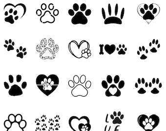 Dog Paw Print SVG Bundle: Animal Silhouette Clipart (Digital Download)