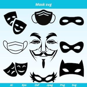 Mask Vector svg, Carnival Mask svg, Masquerade Mask svg, Venetian mask svg, Superhero Mask svg, Mask Cut Files, Mask Vector, mask silhouette
