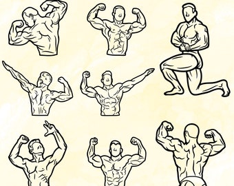 Bodybuilder SVG Clipart: Muscle Man Gym Fitness (Digital Download)