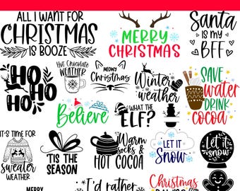 Christmas SVG Bundle, Merry Christmas, Ornaments, Santa (Digital Files)