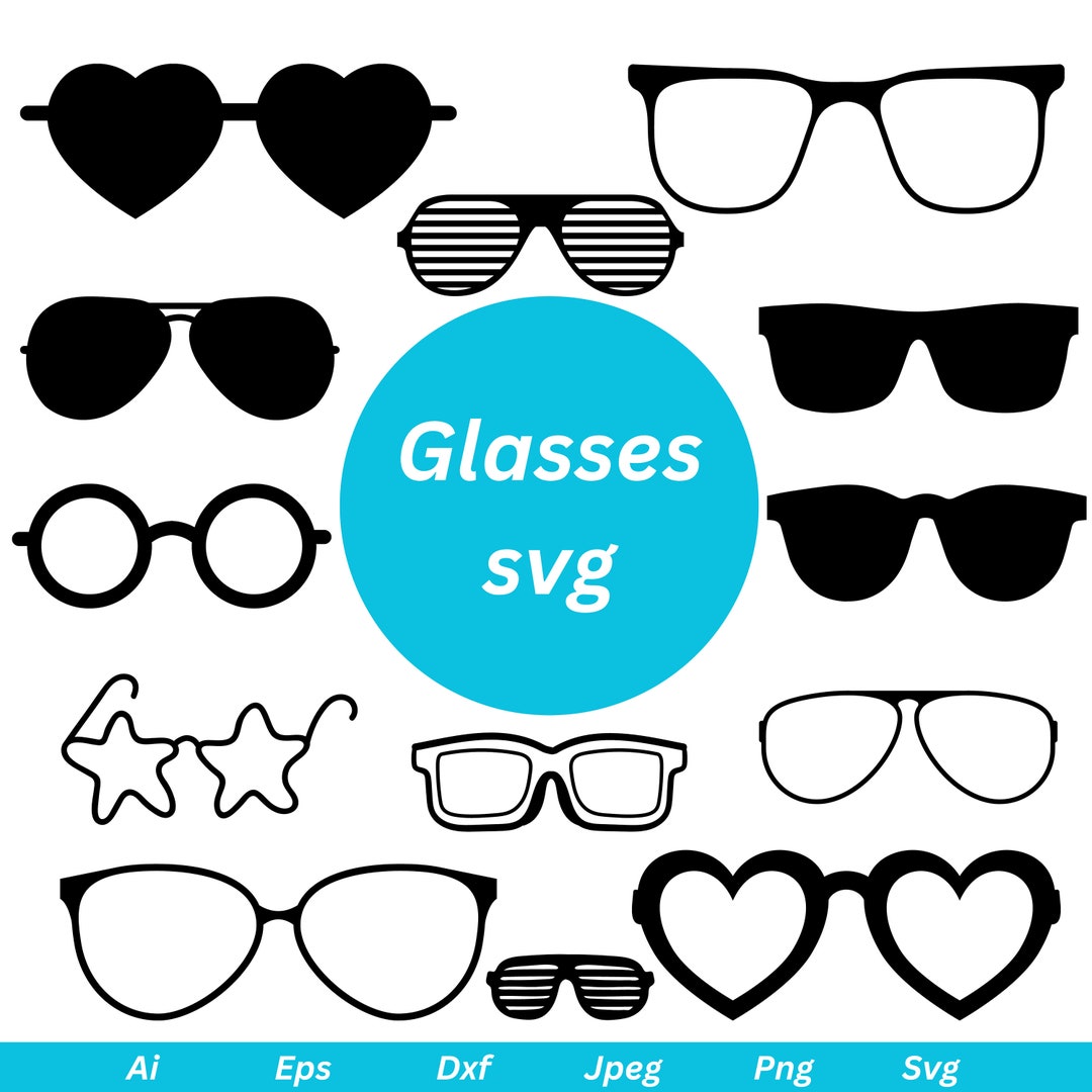 Glasses SVG Bundle: Sunglasses & Eyeglasses Vector Files (digital ...