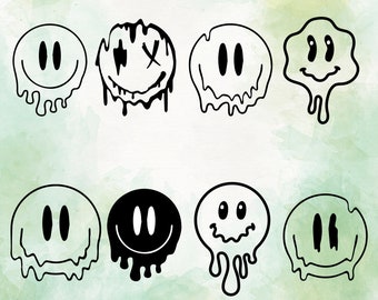 Melting Smiley Face SVG: Emoji Clipart, Silhouette (Digital Download)