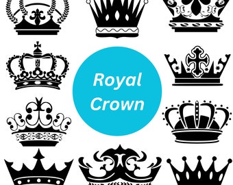 Clipart SVG de corona real: archivos de corte de tiara de rey y princesa (descarga digital)
