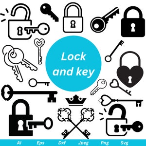 Vintage Lock and Key SVG Bundle: Antique Key Clipart (Digital Download)
