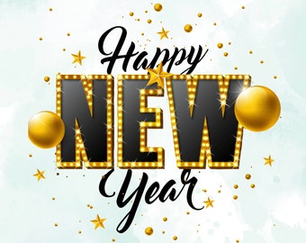 Happy New Year 2024 SVG: Holiday Clipart (Digital Download)