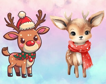 Christmas Reindeer Faces SVG, Winter Silhouette (Digital Download)