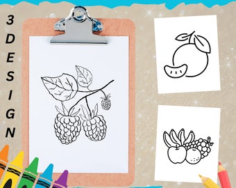Fruit Coloring Pages for Kids (Instant Download)