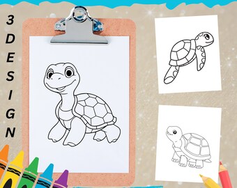 Turtle Coloring Page,animals Coloring Book for Kids, animals Coloring Worksheet, animals coloring book, Printable Coloring, Instant Download