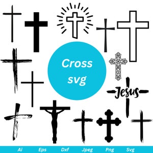 Christian Cross SVG Bundle: Religious Silhouette Clip Art (Digital Download)