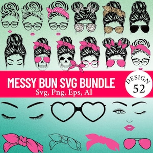 50 Momlife Svg, Mom Skull Svg, Mom Life Svg, Messy Bun Bundle Svg, Mom And Daughter Svg, Mom Life Kid Life Png,Glasses Svg,Cricut Silhouette