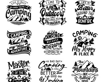 Camping Quotes SVG Bundle: Adventure Clipart (Digital Download)
