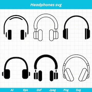 Headphone svg, music svg, earphone svg, Headset Svg, Headphones Clipart, Headphones Silhouette, Headphones cut file, Headphone cricut