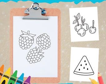 Fruit Coloring Pages for Kids, Printable Worksheet (Instant Download)
