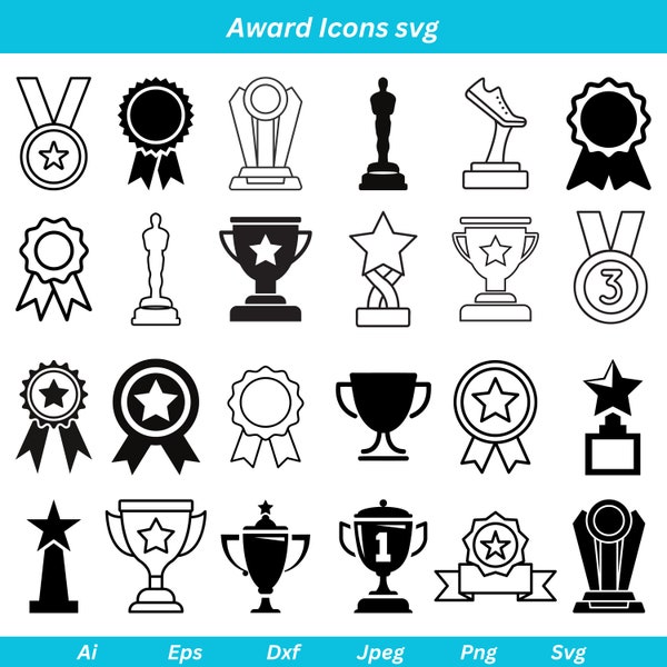 Award Icons svg, Award Icons, Trophies svg, medals svg, oscar svg, Award Ribbon svg, Trophies Vector, Trophies clipart, Award clipart