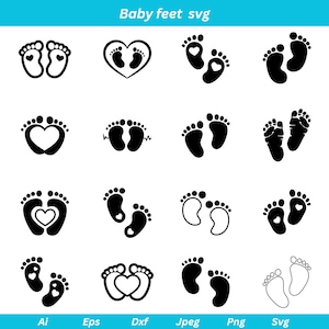 Baby Feet SVG: Footprint Clipart, Baby Shower Cricut (Digital Download)