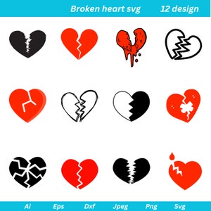 Broken Heart Svg, Heart Svg, Valentines Svg, Heart clipart, Love svg, Heart PNG, HEART SILHOUETTE, Svg Files for Cricut, heartbreak svg