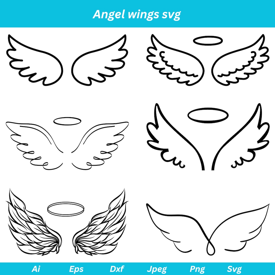 Angel Wings Svg, Angel Svg, Wing Outline Svg, Wings Silhouette, Angel ...