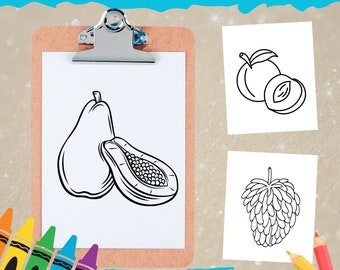 Fruit Coloring Pages for Kids, Printable Worksheet (Instant Download)
